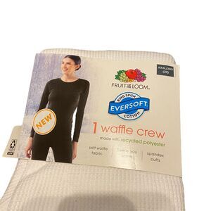 Fruit‎ Of The Loom Women’s Thermal Shirt XXXL 3X 22 Waffle Crew White NEW